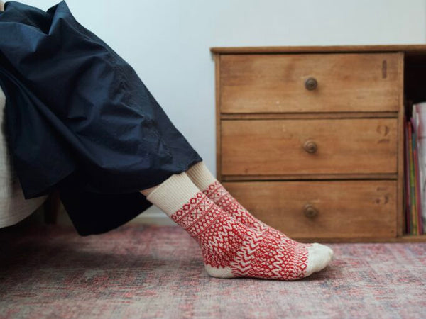 Nishiguchi Kutsushita Wool Jacquard OSLO Socks – RED SOX